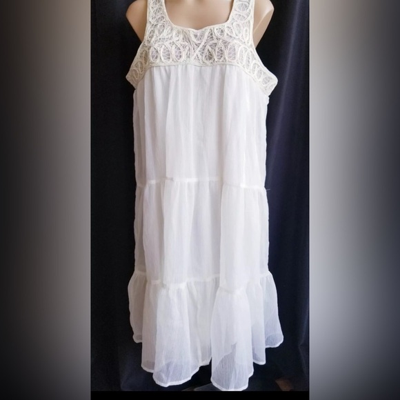 Soft Surroundings Dresses & Skirts - Soft Surroundings White Off White Boho Sheer Hippie Sleeveless Dress